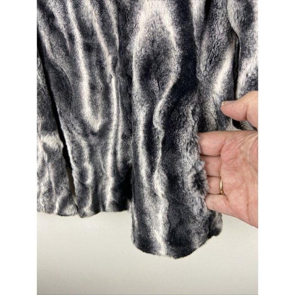 ALFRED DUNNER Grey Black Animal Print Faux Fur Coat 3/4 Sleeve Jacket Plus 18W - Picture 5 of 8